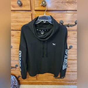 Black PINK Victoria's Secret Logo Women's hoodie with cowl neck size Small